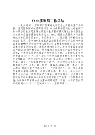 XX年质监局工作总结 (2)