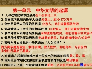 七年级历史上册复习提纲（人教版）