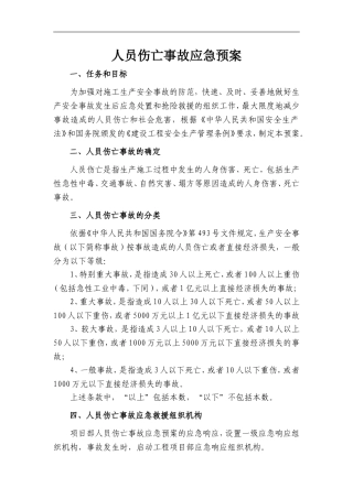 人员伤亡事故应急预案