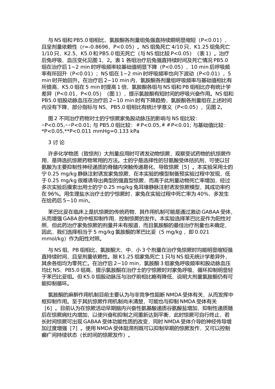 氯胺酮的抗惊厥作用及对兔呼吸_第3页
