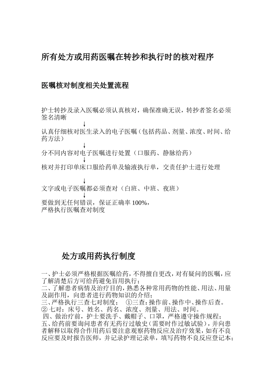 所有处方或用药医嘱在转抄和执行时的核对程序_第1页