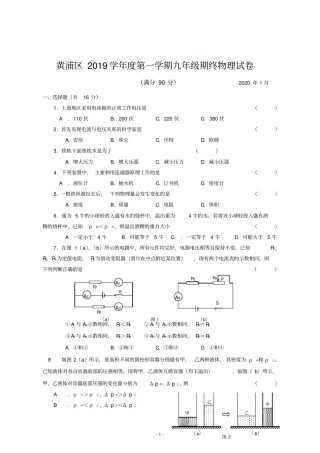 2020年上海初中物理一模各区