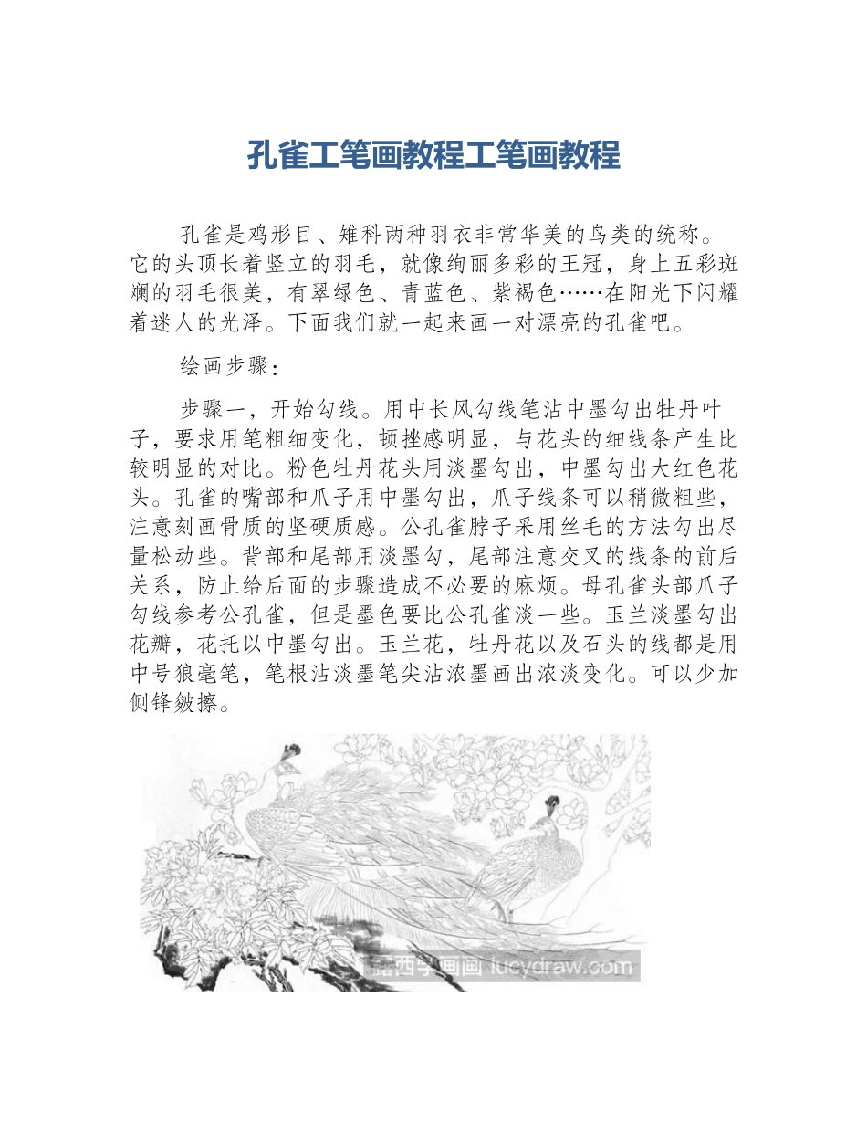 孔雀工笔画教程工笔画教程_第1页