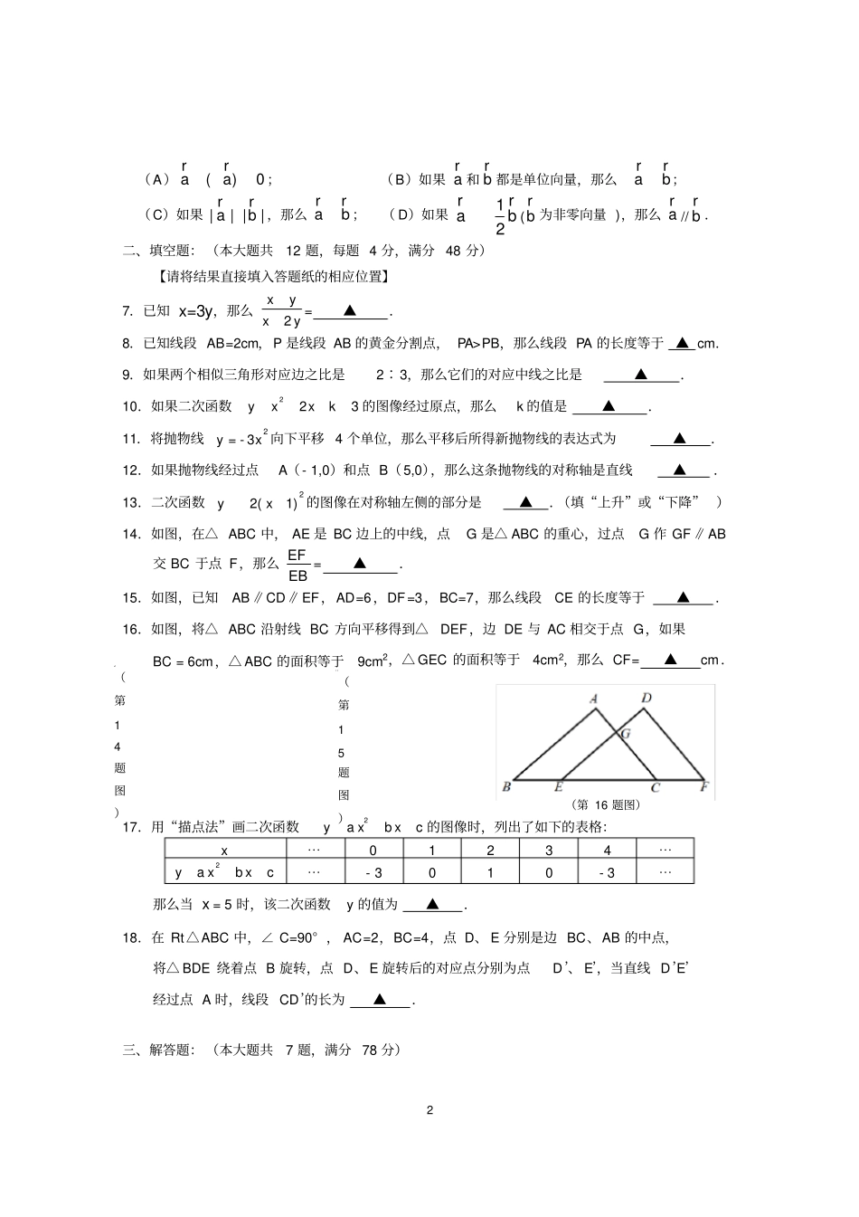 2020年上海各区数学一模试卷_第2页