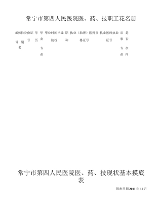 常宁市第四人民医院医、药、技职工花名册Microsoft(精)