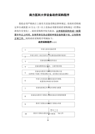 南方医科大学设备政府采购程序