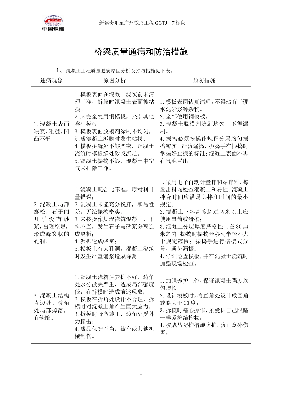 桥梁质量通病和防治措施_第1页