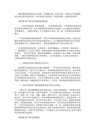 哺乳期(初产期)营养减肥食谱