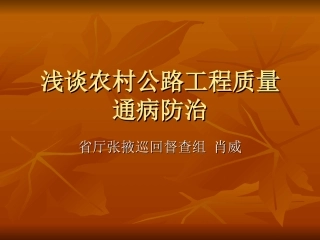 浅谈农村公路工程质量-通病防治