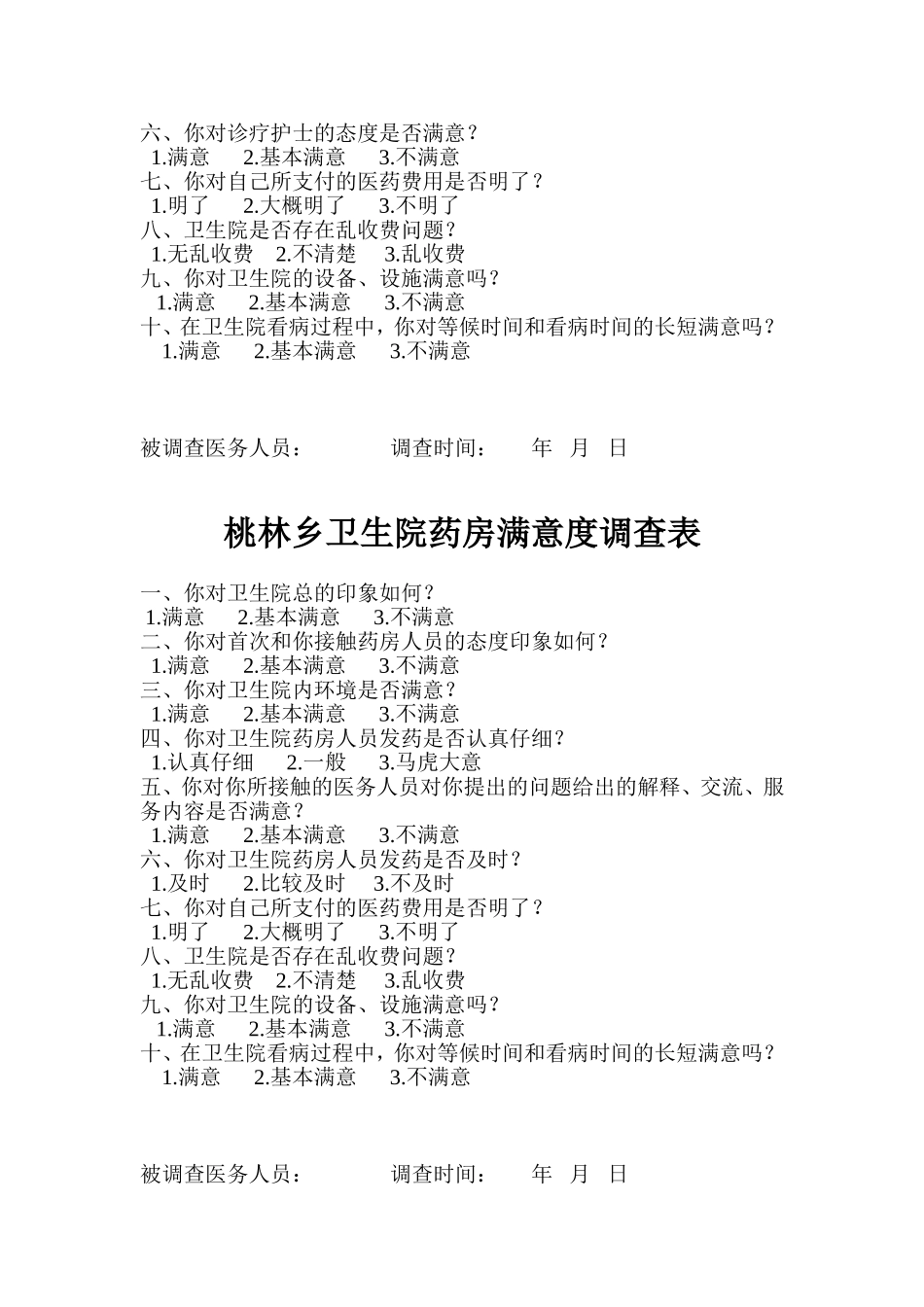 桃林乡卫生院医生满意度调查表_第2页