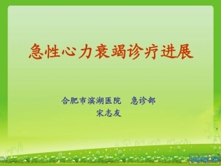 急性心力衰竭的诊疗指南-宋志友