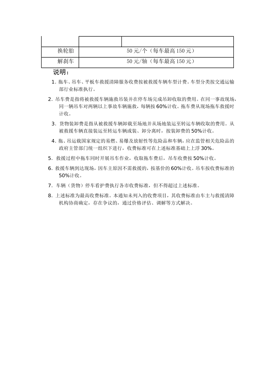 山东高速公路车辆救援清障服务收费标准_第2页