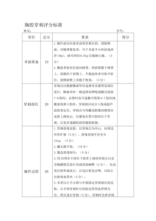 三甲医院四大穿刺操作评分标准