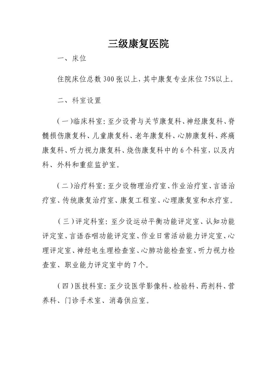 康复医院设置标准汇总_第1页