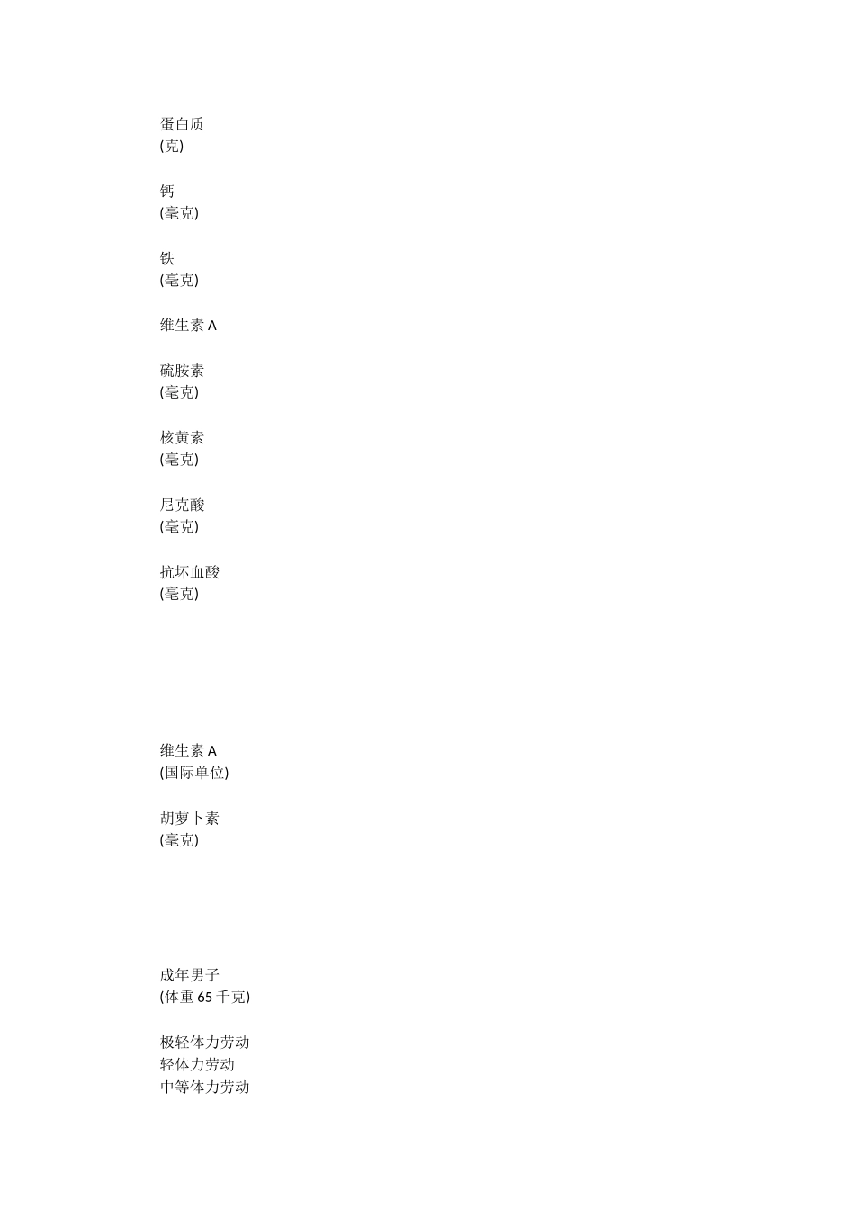 每日膳食中营养素供给量标准_第2页