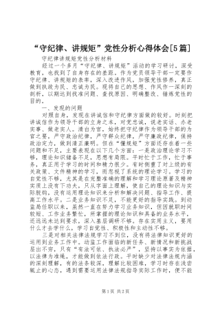 “守纪律、讲规矩”党性分析心得体会[5篇] 