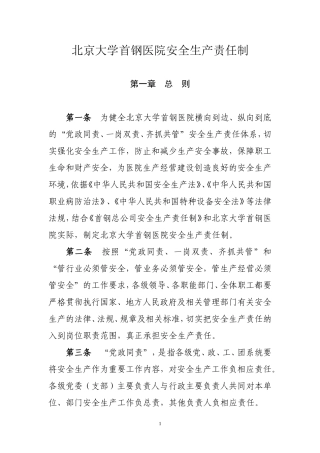 北京大学首钢医院安全生产责任制(DOC)