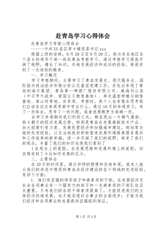 赴青岛学习心得体会 