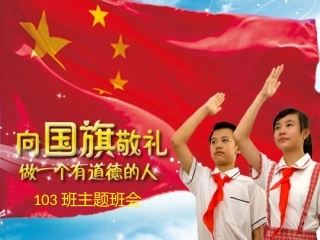 向国旗敬礼MicrosoftOfficePowerPoint2007幻灯片