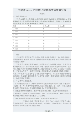 小学音乐成绩分析