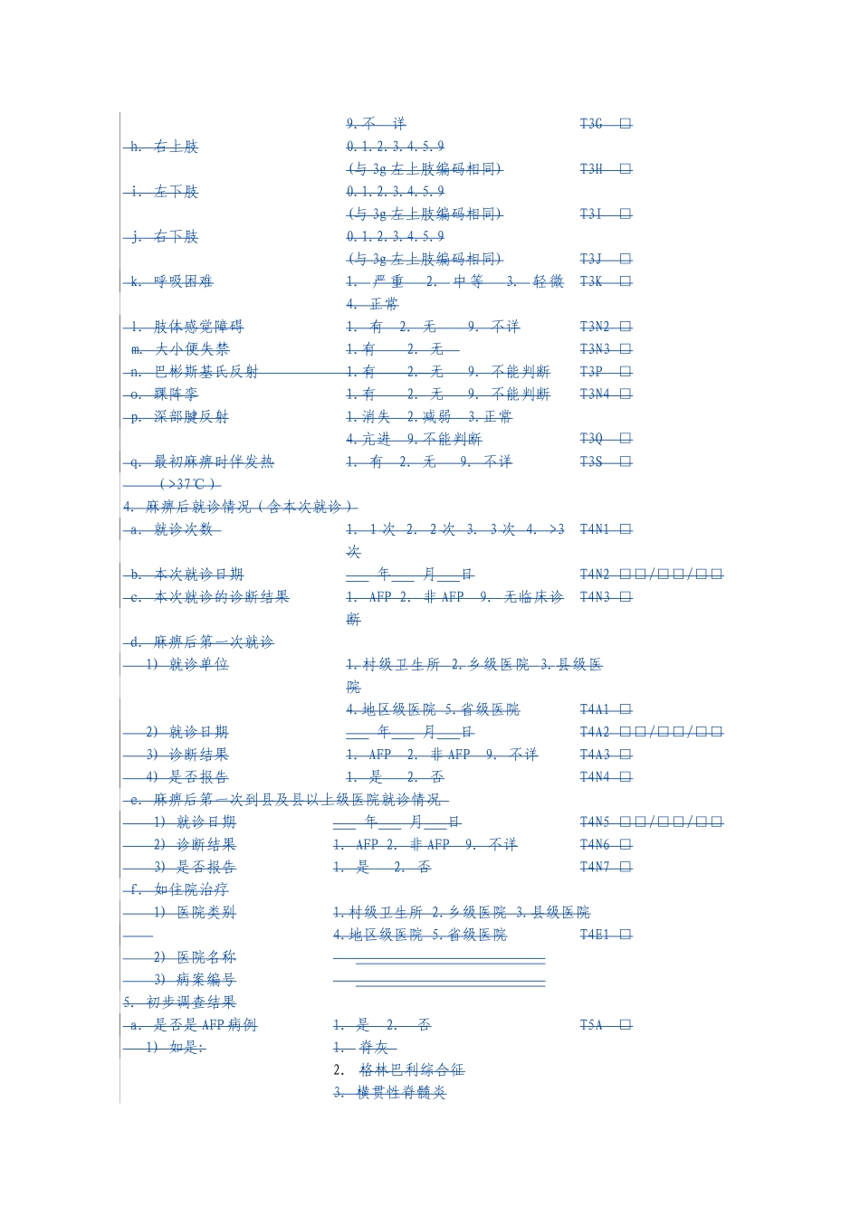 急性弛缓性麻痹病例个案调查表_第2页