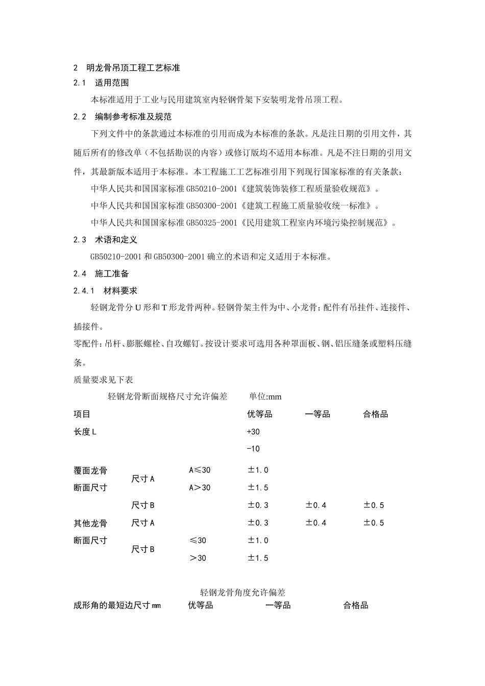 明龙骨吊顶工程施工工艺标准_第1页