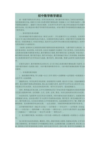 初中数学教学建议