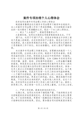 案件专项治理个人心得体会 