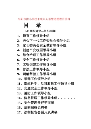 阜阳市附小学校未成年人思想道德教育资料