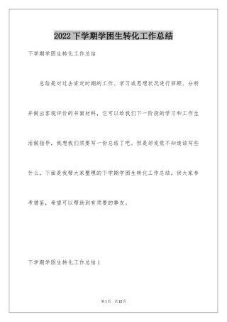 2024下学期学困生转化工作总结