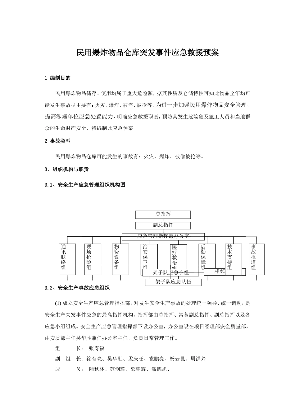 民用爆炸物品仓库突发事件应急救援预案(DOC)_第1页