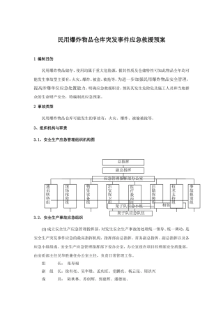民用爆炸物品仓库突发事件应急救援预案(DOC)