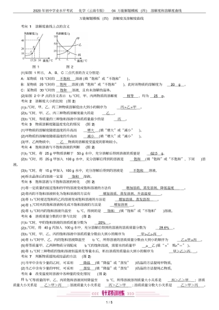 2020年初中学业水平考试化学云南专版04万能解题模板四溶解度和溶解度曲线