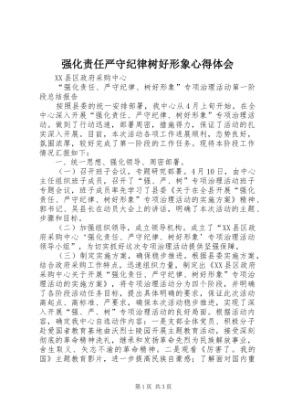 强化责任严守纪律树好形象心得体会 