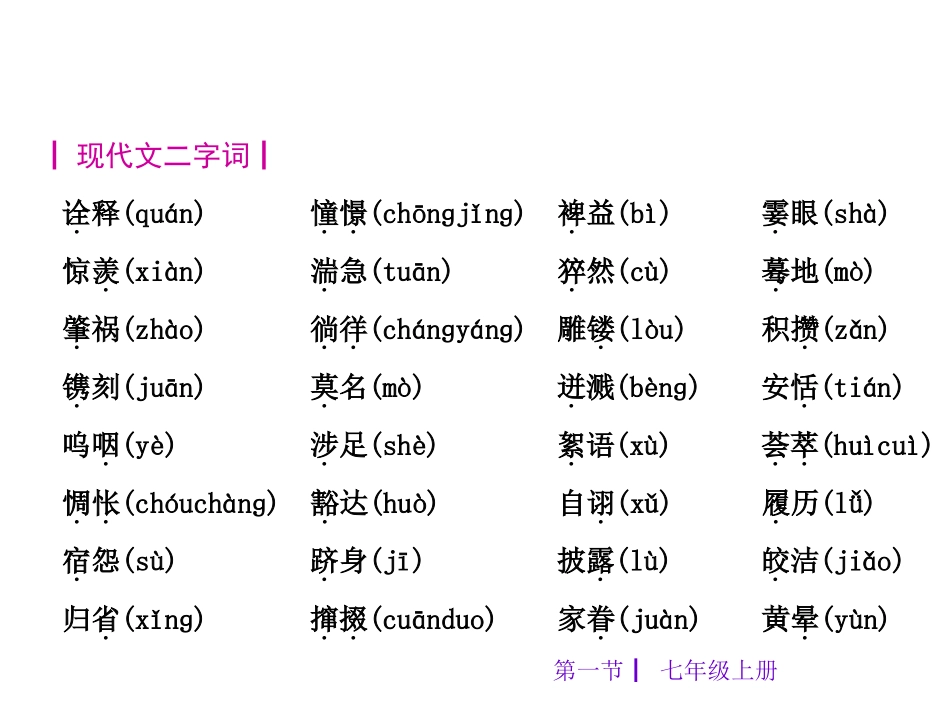 【中考夺分+广西（苏教）】2015年中考语文复习课件：七年级上册（共65张PPT）_第2页