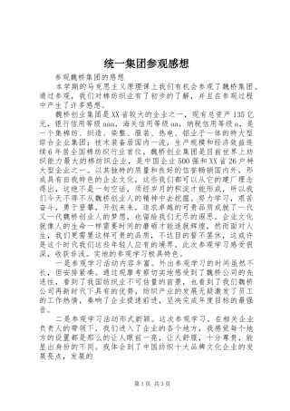 统一集团参观感想 