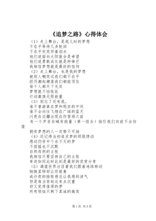 《追梦之路》心得体会 