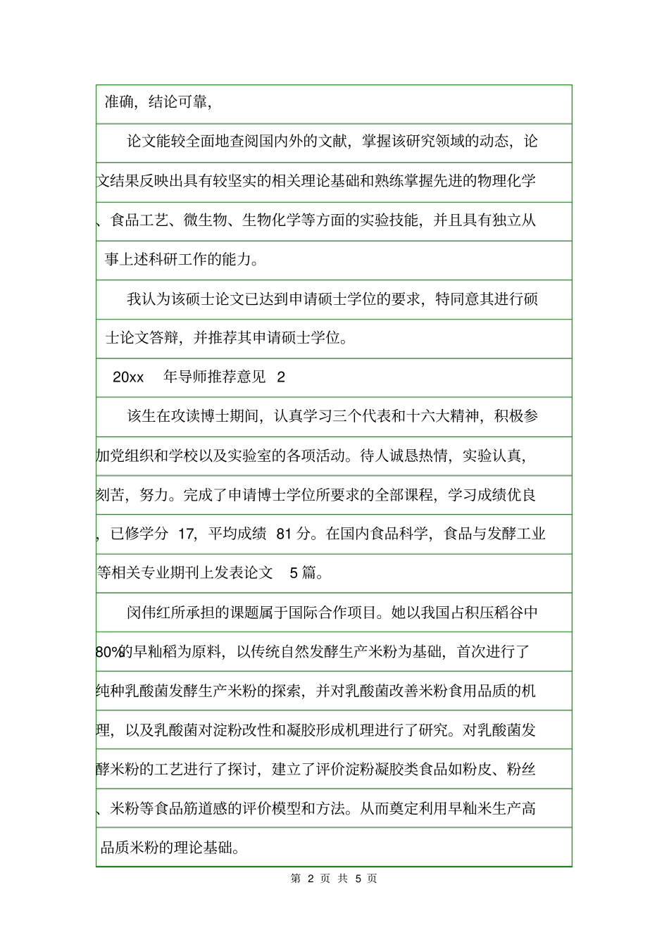 2020年导师推荐意见意见_第2页