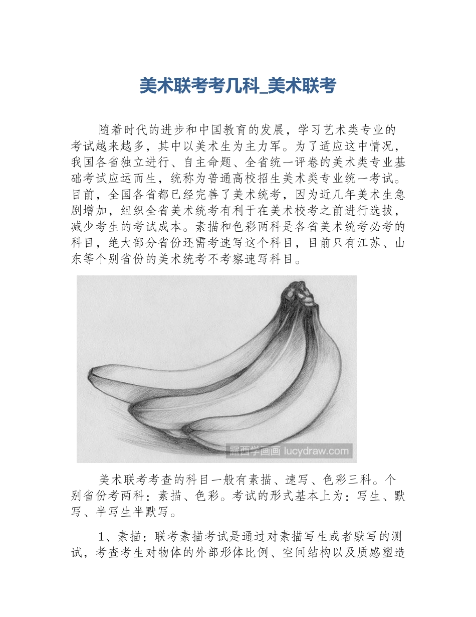 美术联考考几科_美术联考_第1页