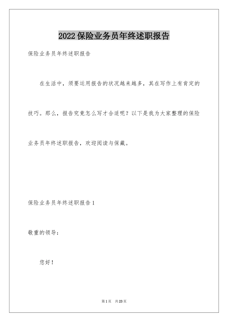 2024保险业务员年终述职报告_第1页
