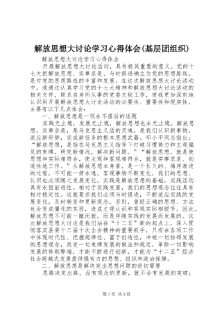 解放思想大讨论学习心得体会(基层团组织) 
