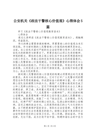 公安机关《政法干警核心价值观》心得体会5篇