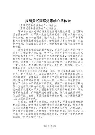 肃清黄兴国恶劣影响心得体会 