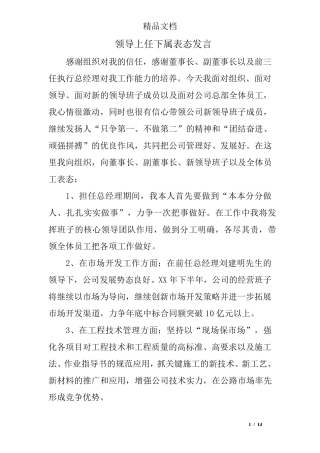 领导上任下属表态发言 