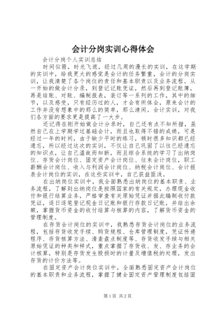 会计分岗实训心得体会 