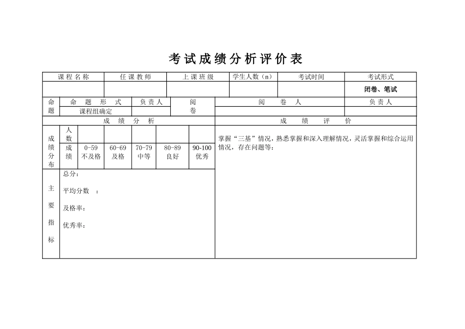 学生考试成绩分析评价表_第1页