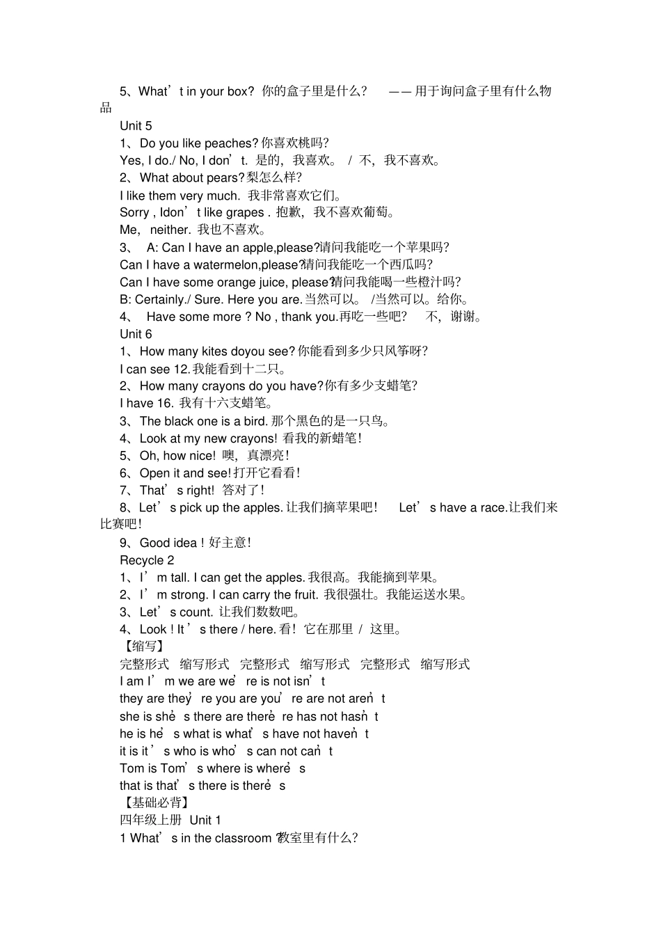 2020年新人教版小学英语3—6年级重点句型及语法_第3页