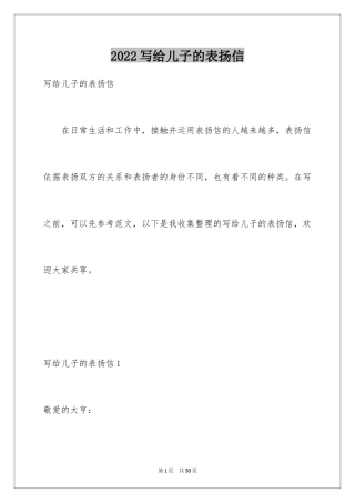 2024写给儿子的表扬信_2