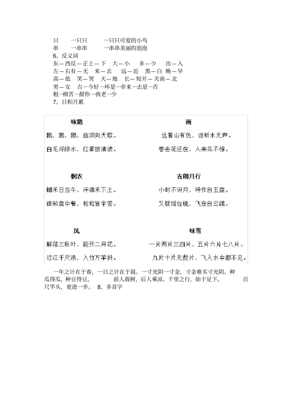 2020年新部编版小学一年级语文上册期末总复习_第3页