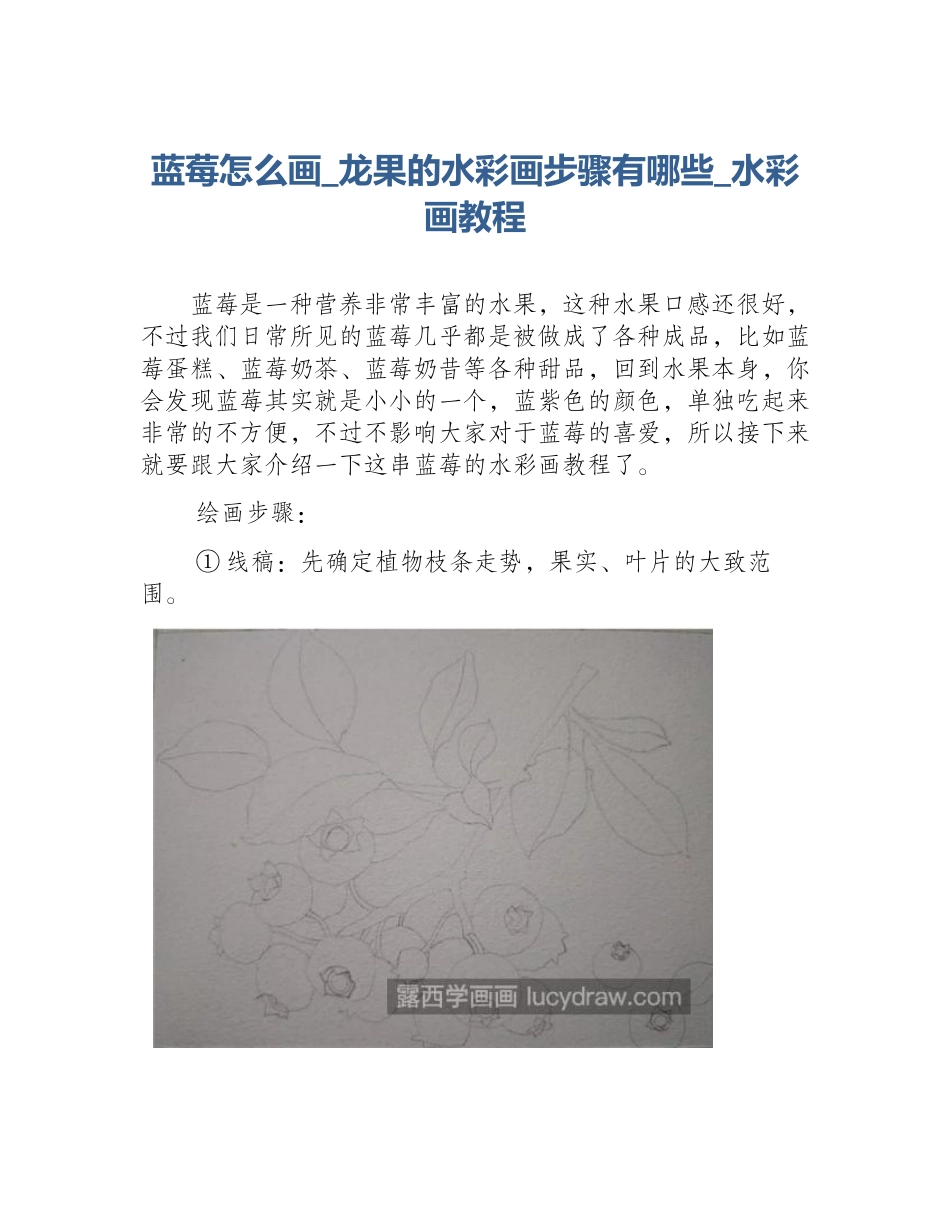 蓝莓怎么画_龙果的水彩画步骤有哪些_水彩画教程_第1页